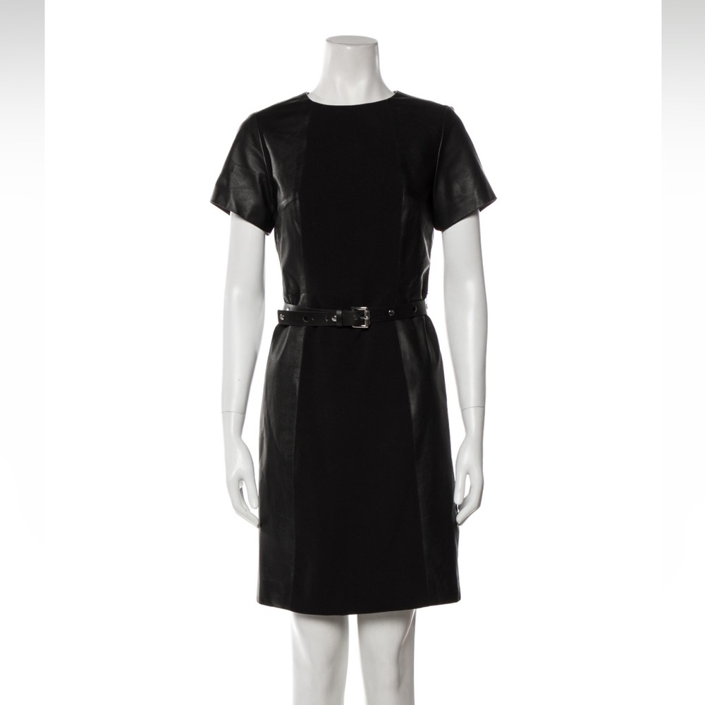 Michael Kors - A-Line Black Dress, Leather Detail